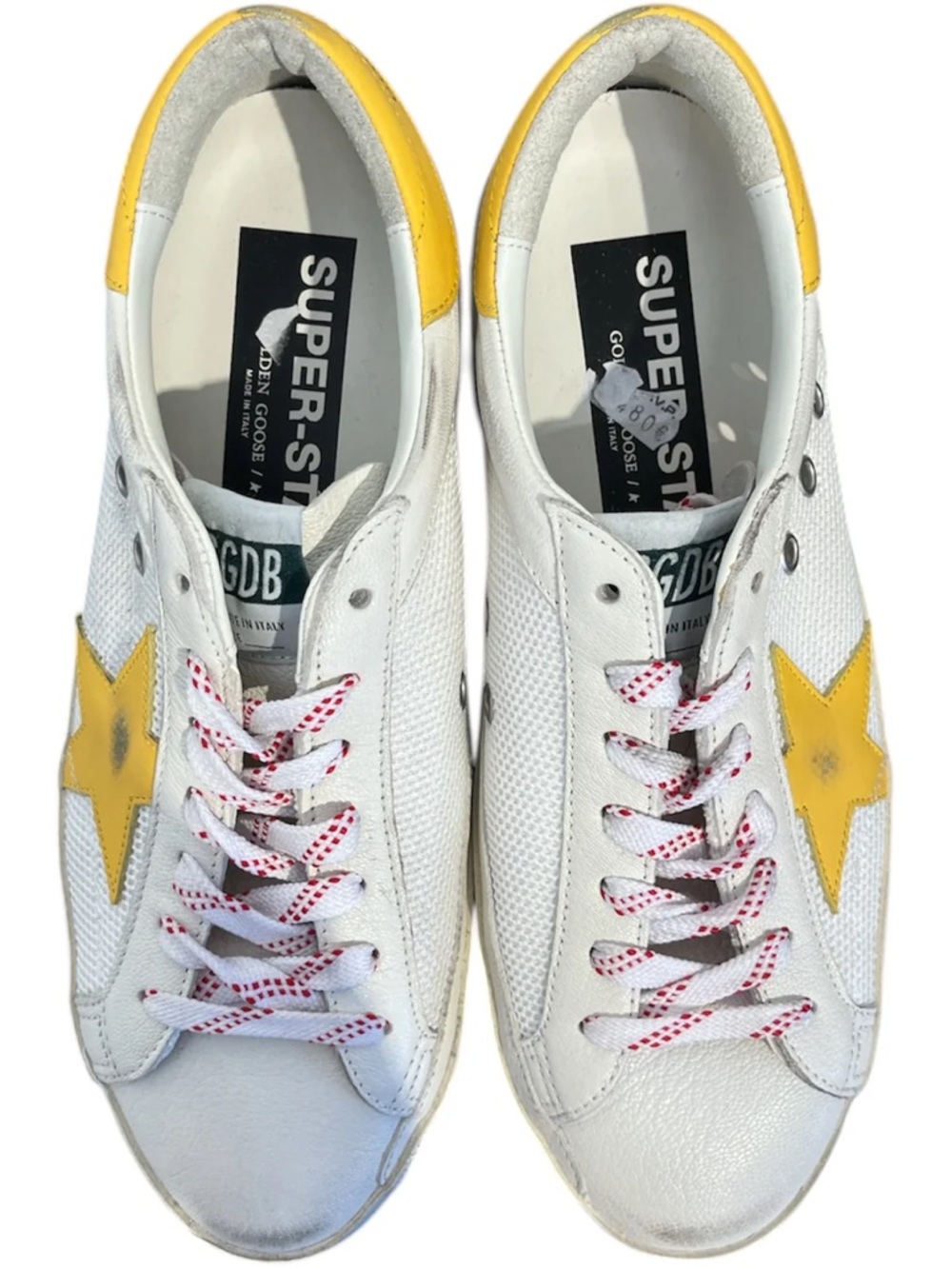 Golden Goose Low-Top White Leather Sneakers with Yellow Star and Heel Patch - Picture 3 of 3